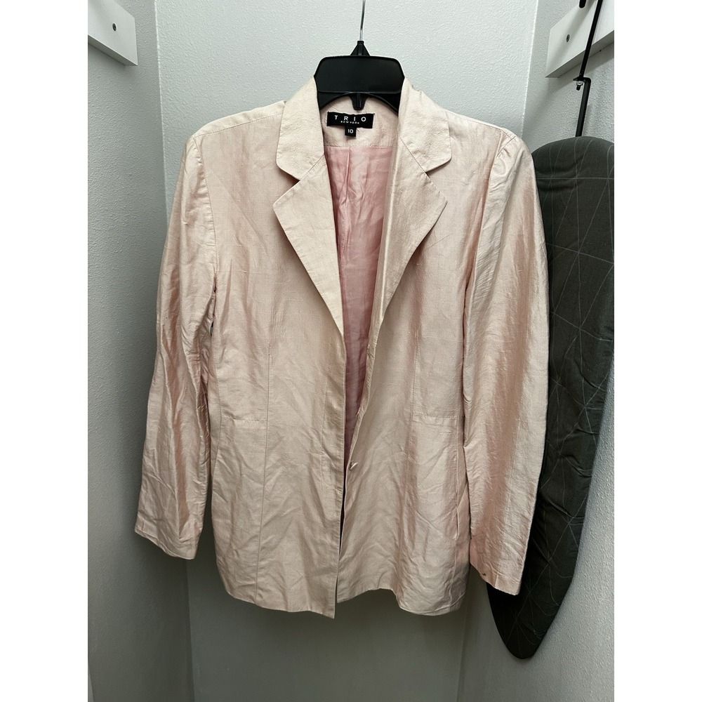TRIO NEW YORK Blazer Jacket Size 10 Vintage‎ Silk Lined * See Desc